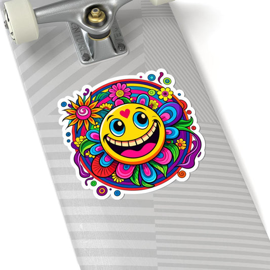 ColorFlow | Heart Happy Emoji Sticker | Rainbow Smiley Face Flower Vinyl Decal for Laptops Water Bottles Car Hydroflask Decor
