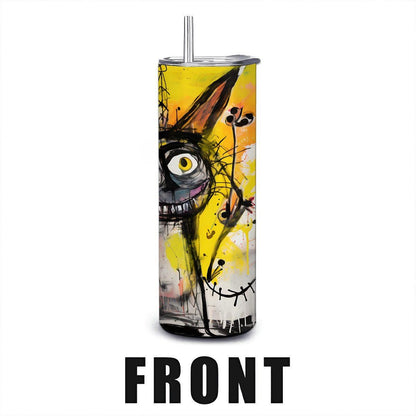 ColorFlow | Doodle Cats Tumbler | Abstract Cat Art Cup | 20oz Stainless Steel Travel Mug with Straw | Gift for Cat Lovers