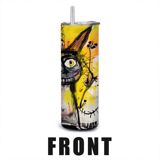 ColorFlow | Doodle Cats Tumbler | Abstract Cat Art Cup | 20oz Stainless Steel Travel Mug with Straw | Gift for Cat Lovers