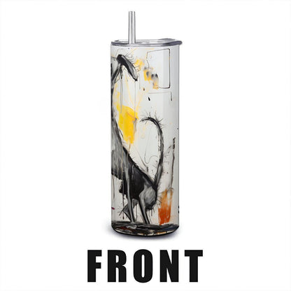 ColorFlow | Whimsical Doodle Dog Art Tumbler | 20oz Stainless Steel Travel Cup | Funny Dog Lovers Gift | Hot Cold Drinkware