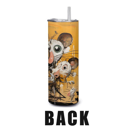 ColorFlow | Doodle Mouse Family Art Tumbler | 20oz Stainless Steel Travel Cup | Funny Whimsical Mug | Artistic Coffee Gift Idea