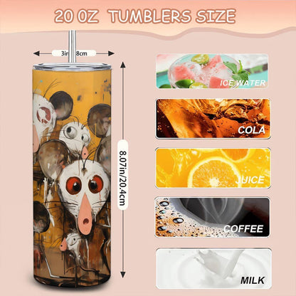 ColorFlow | Doodle Mouse Family Art Tumbler | 20oz Stainless Steel Travel Cup | Funny Whimsical Mug | Artistic Coffee Gift Idea