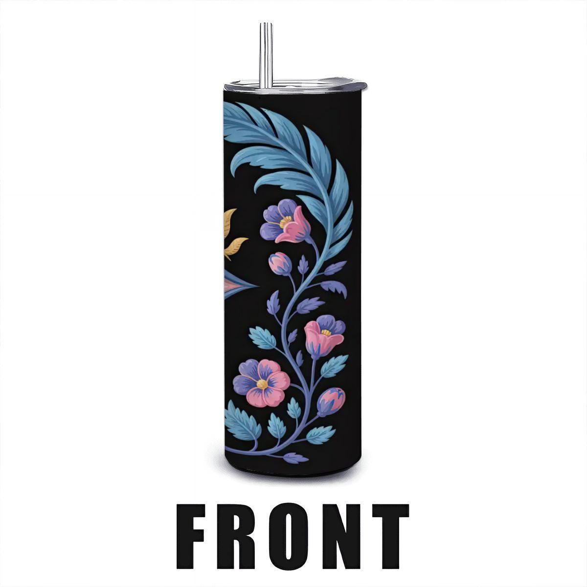 ColorFlow | Mystic Eye Floral Tumbler | 20oz Stainless Steel Cup with Straw | Evil Eye Art Mug | Spiritual Protection Gift