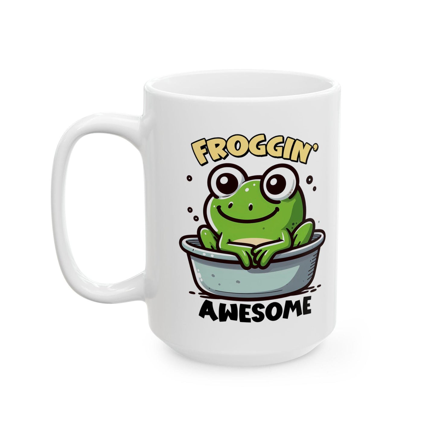 ColorFlow | Froggin Funny Frog Coffee Mug | Cute Animal Humor Cup | 15oz Ceramic Mug | Gift for Frog Lovers & Coffee Fans