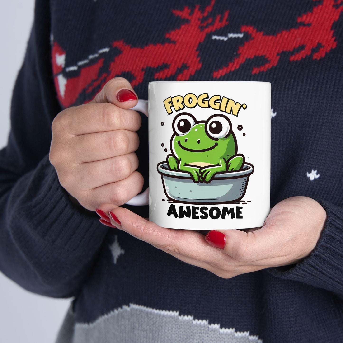 ColorFlow | Froggin Funny Frog Coffee Mug | Cute Animal Humor Cup | 15oz Ceramic Mug | Gift for Frog Lovers & Coffee Fans