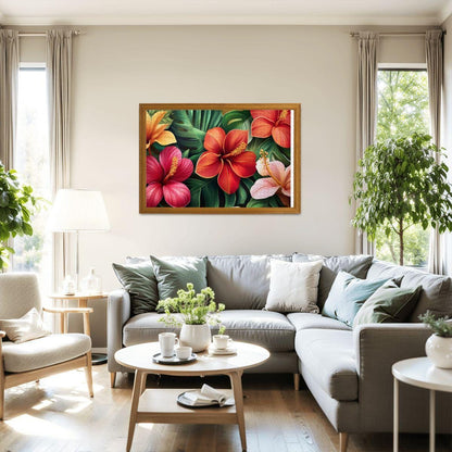 Tropical Hibiscus Wooden Jigsaw Puzzle | Vivid Floral Art Home Decor