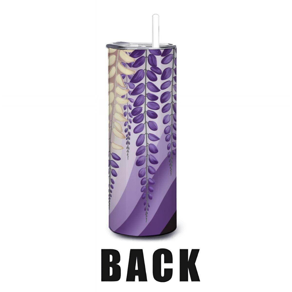 ColorFlow | Purple Wisteria Floral 20oz Stainless Steel Tumbler with Straw | Aesthetic Hot & Cold Drink Cup Gift