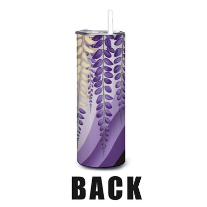 ColorFlow | Purple Wisteria Floral 20oz Stainless Steel Tumbler with Straw | Aesthetic Hot & Cold Drink Cup Gift