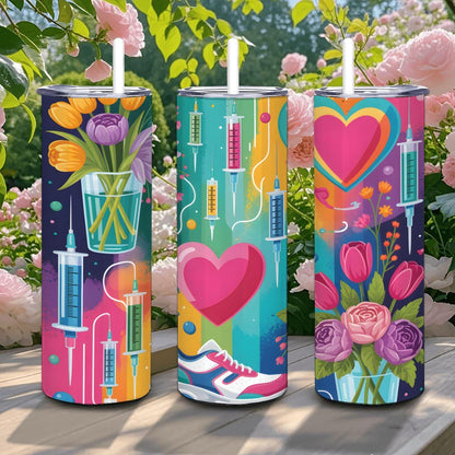 Floral Pop Art Stainless Steel Tumbler  20oz Insulated Travel Mug
