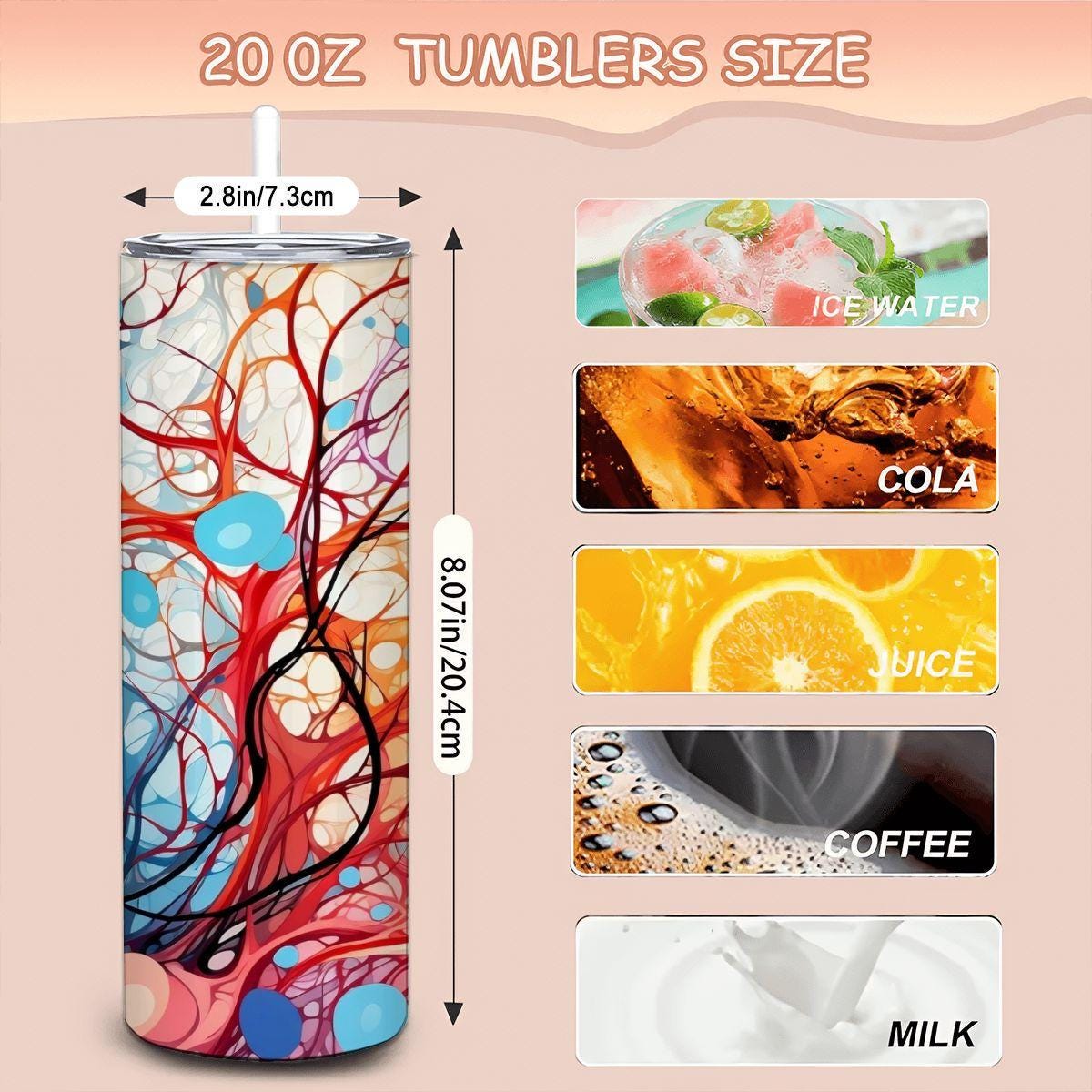 Marbled Abstract Art Tumbler | 20oz Stainless Steel with Straw