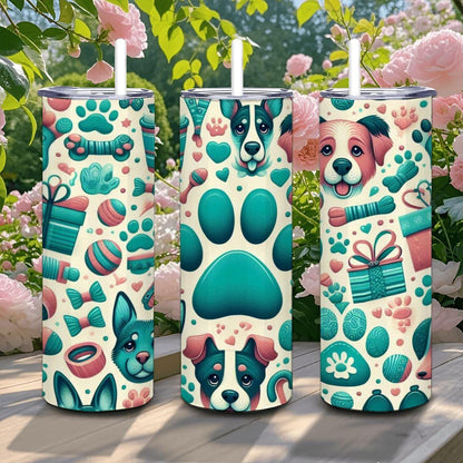 Dog Lover Tumbler | Paw Print 20oz Stainless Steel Insulated Cup
