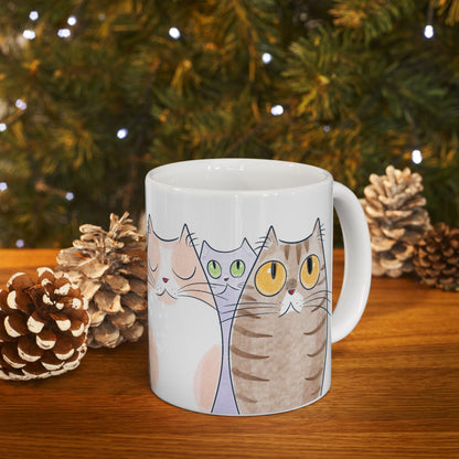 ColorFlow | Playful Cat Lover Mug | Cute 15oz Coffee Cup | Watercolor Kitty Art Mug | Gift for Cat Mom or Cat Dad