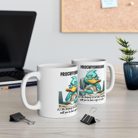 ColorFlow | Funny Coffee Mug Procaffeinating Definition | 15 oz Mug for Coffee Lovers Office Humor Gift for Coworkers