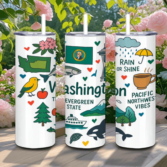 Evergreen State Tumbler | Washington PNW Travel Cup with Straw