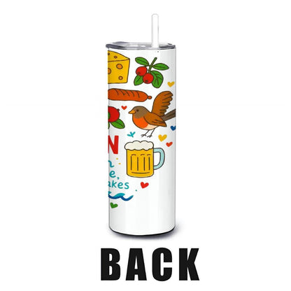 ColorFlow | Wisconsin Dairyland Tumbler | Midwest Pride Stainless Travel Cup with Straw | Cheese Lovers Gift
