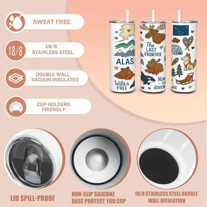 Alaska Adventure Tumbler | Insulated Stainless Steel Travel Mug with Straw
