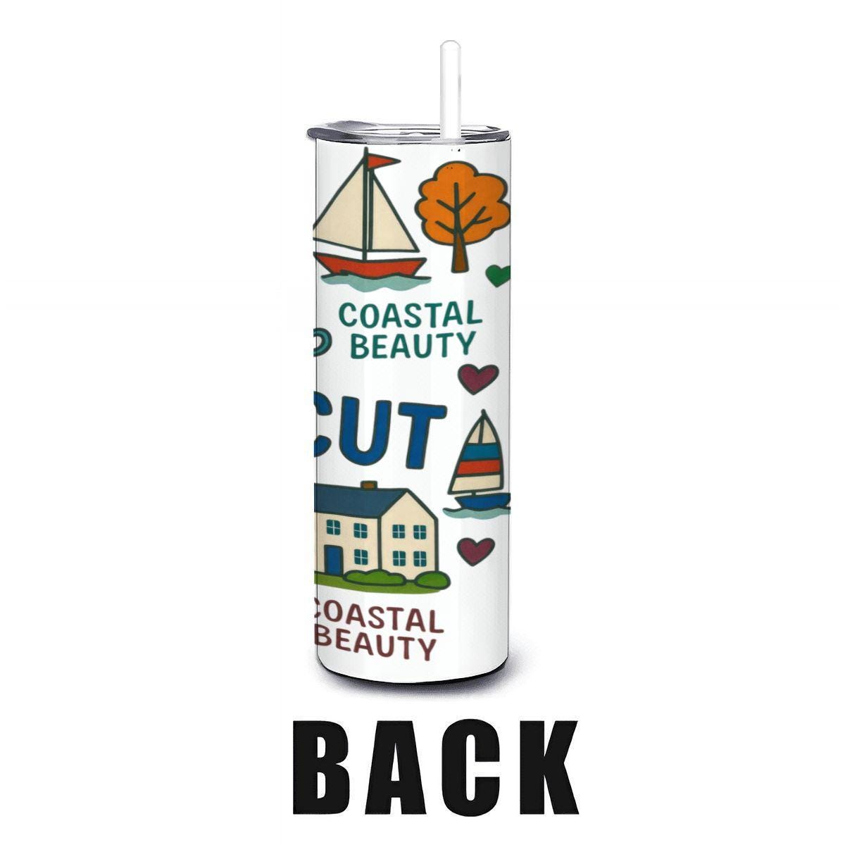 ColorFlow | Connecticut Coastal Charm Tumbler | Constitution State Stainless Steel Cup | 20oz Insulated Travel Mug