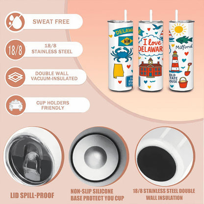 Delaware Coastal Adventure Tumbler | 20oz Insulated Stainless Steel Mug