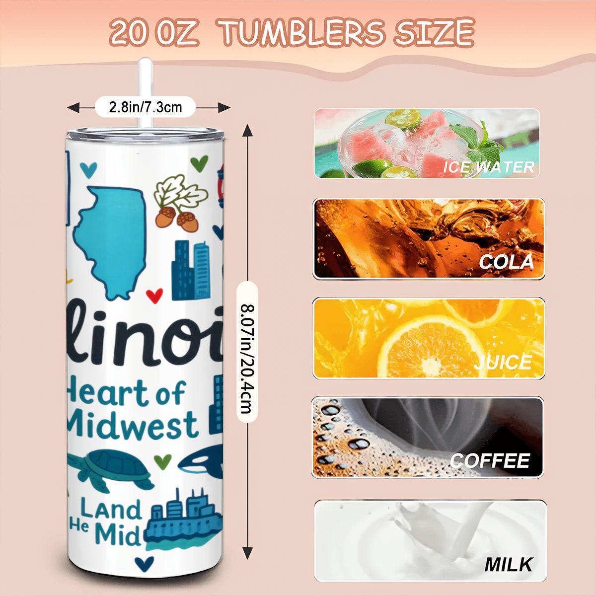 Illinois Land of Lincoln Tumbler | Midwest Stainless Steel Travel Mug