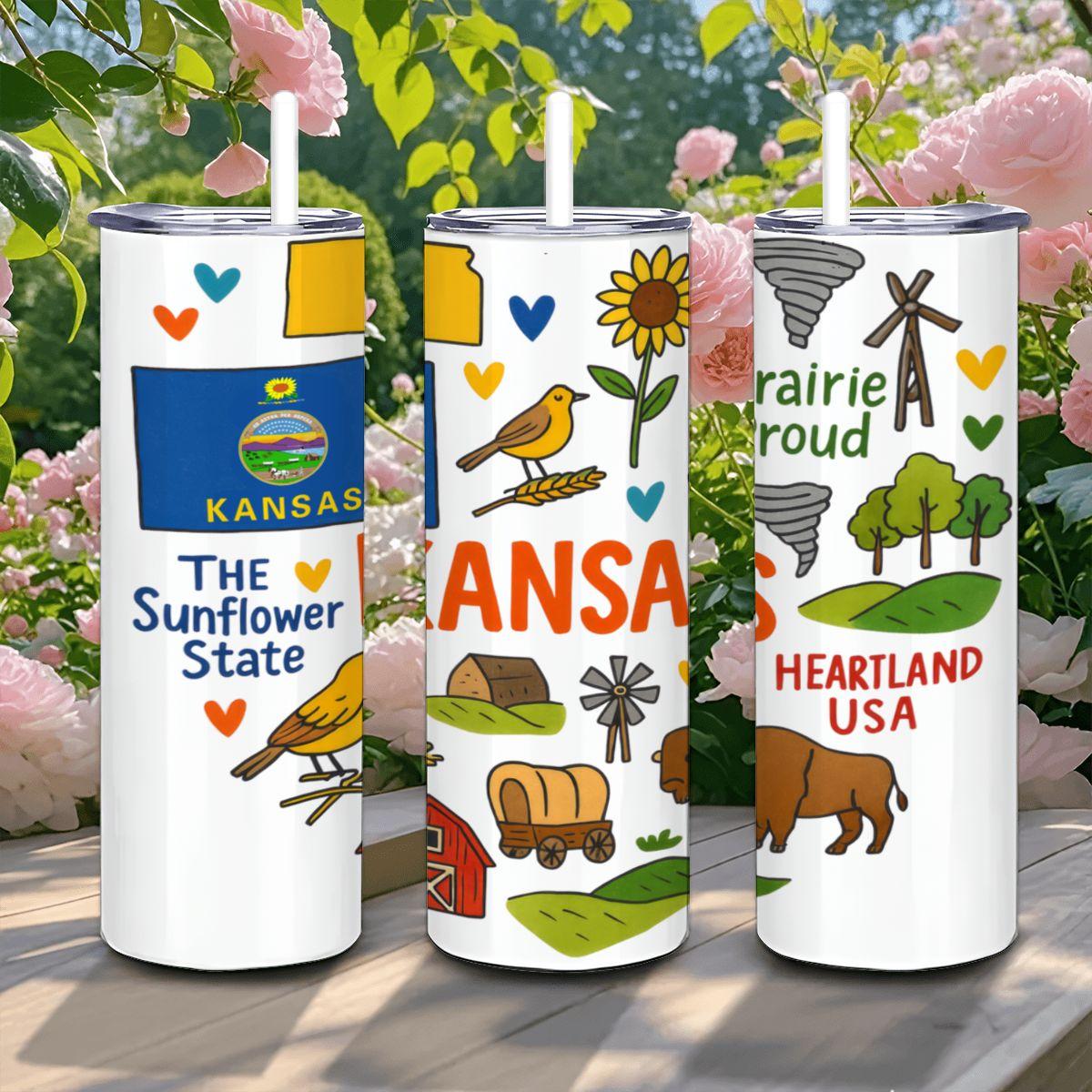 Kansas Sunflower State Tumbler | 20oz Insulated Stainless Steel Travel Mug
