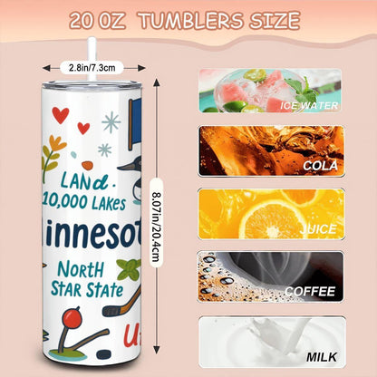 Minnesota Tumbler | Land of 10,000 Lakes Stainless Steel Mug