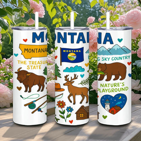 Montana Travel Mug | Big Sky Country Stainless Steel Tumbler with Straw