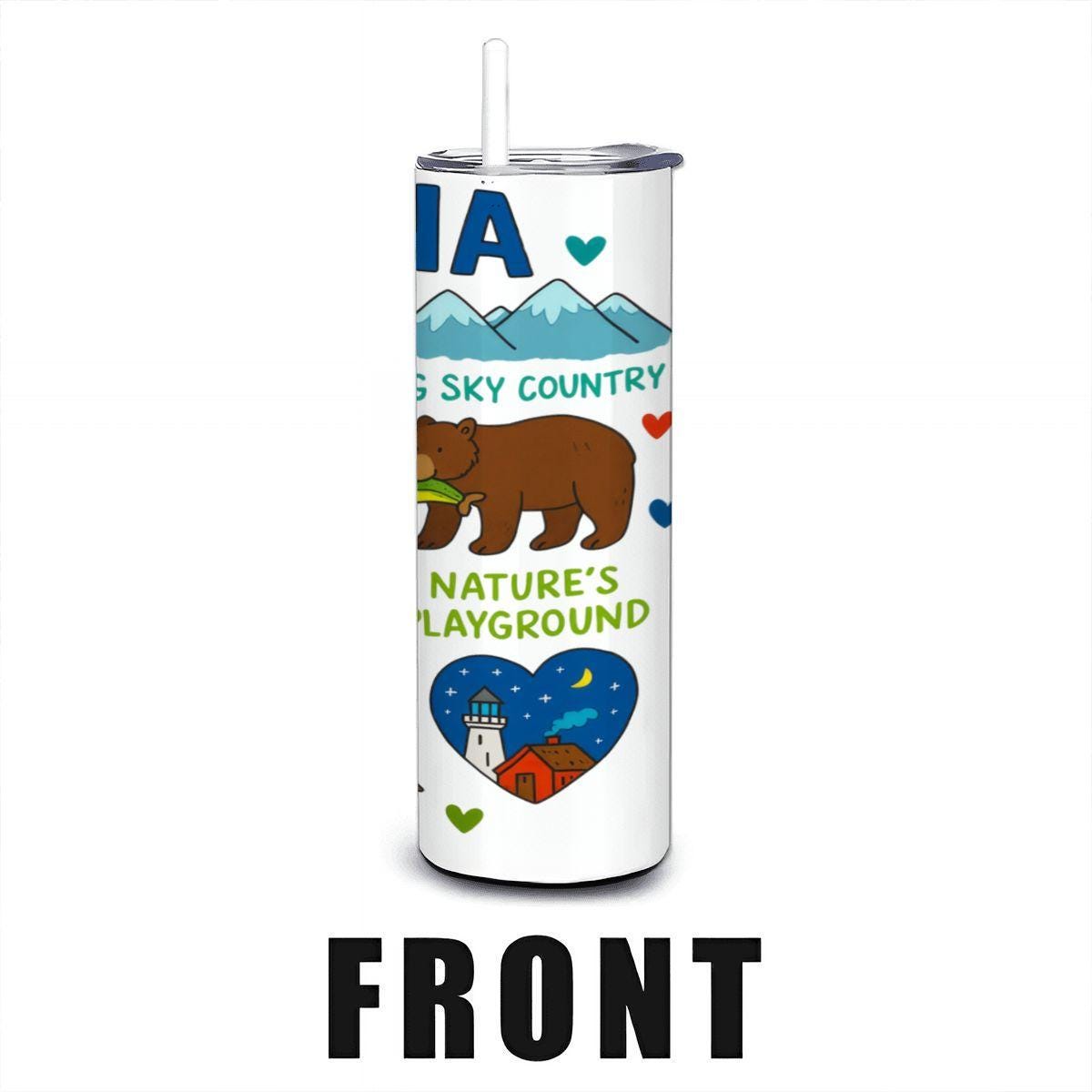 Montana Travel Mug | Big Sky Country Stainless Steel Tumbler with Straw