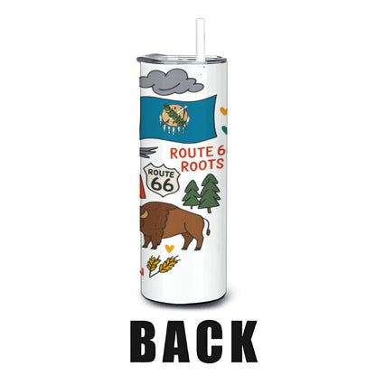 ColorFlow | Oklahoma State Pride 20oz Stainless Steel Tumbler with Straw | Route 66 Travel Mug | Sooner State Gift Cup