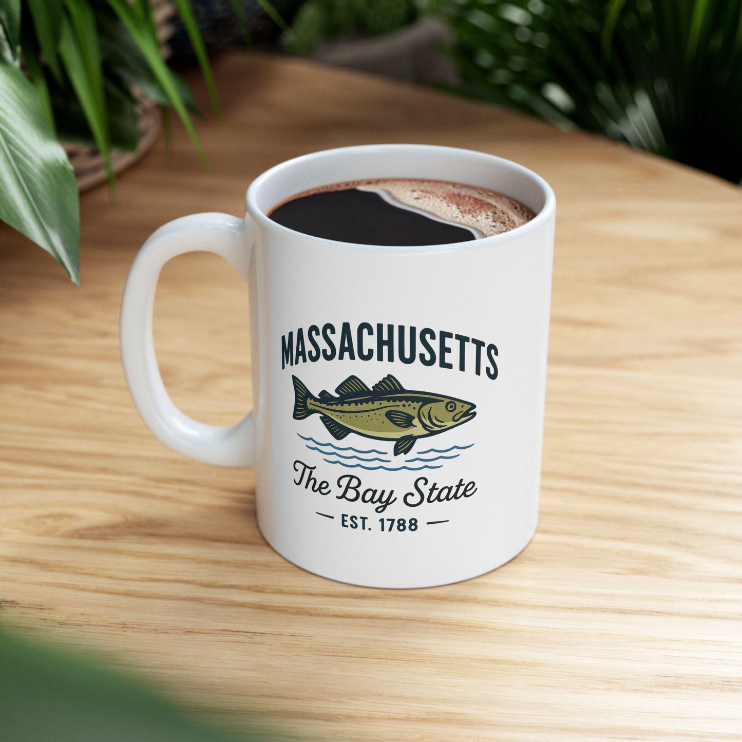 ColorFlow | Massachusetts The Bay State Mug | 15oz Ceramic Coffee Cup | New England Gift | Fisherman Coffee Mug