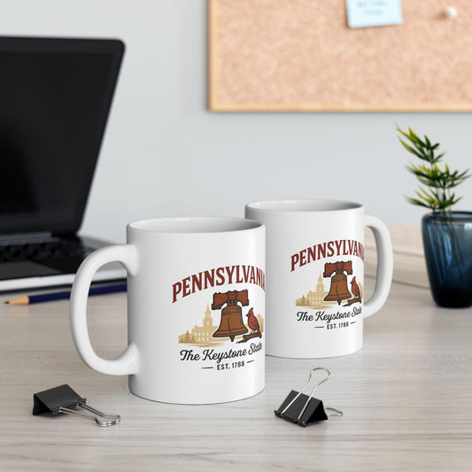 ColorFlow | Pennsylvania Keystone State Mug | Liberty Bell Coffee Cup | Vintage State Pride Ceramic Mug Gift for Travelers