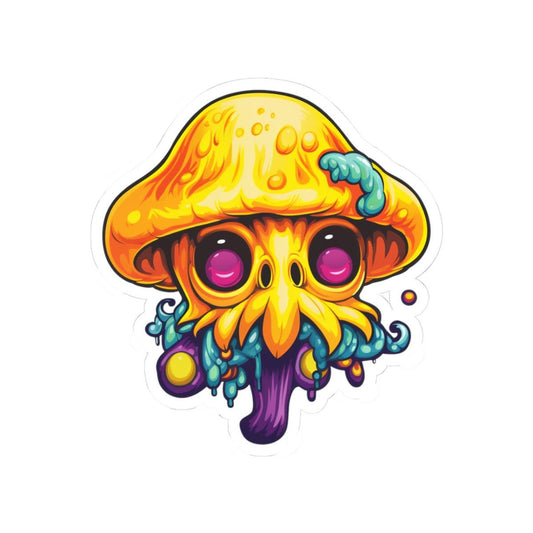 ColorFlow | Psychedelic Mushroom Creature Vinyl Sticker | Waterproof Art Decal for Laptops Water Bottles Journals Decor
