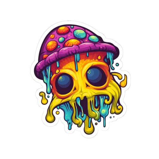 ColorFlow | Drippy Psychedelic Mushroom Vinyl Sticker | Waterproof Art Decal for Laptops Water Bottles Journals Decor