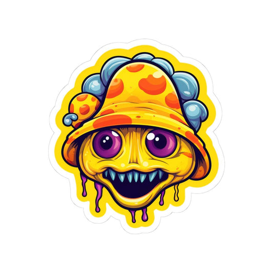 ColorFlow | Toothy Psychedelic Mushroom Vinyl Sticker | Waterproof Art Decal for Laptops Water Bottles Journals Decor