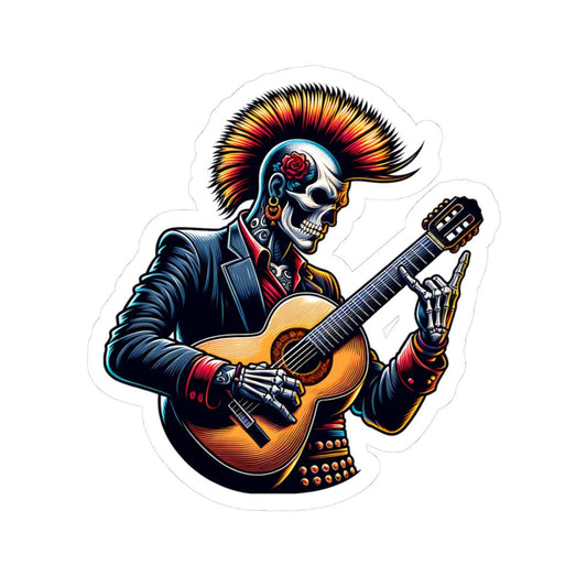 ColorFlow | Punk Skeleton Guitarist Vinyl Sticker for Water Bottles Laptops Cars | Rock Music Art Waterproof Decal