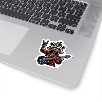 ColorFlow | Rocker Raccoon Vinyl Sticker for Water Bottles Laptops Cars | Cool Guitar Music Art Waterproof Decal