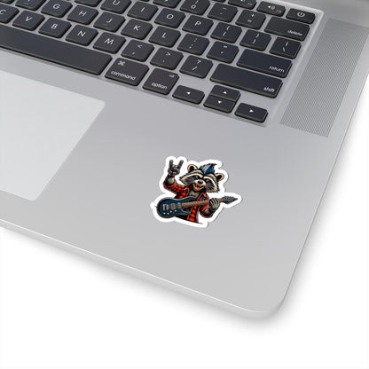 ColorFlow | Rocker Raccoon Vinyl Sticker for Water Bottles Laptops Cars | Cool Guitar Music Art Waterproof Decal