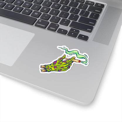 ColorFlow | Zombie Hand Smoking Vinyl Sticker for Water Bottles Laptops Cars | Trippy Cannabis Art Waterproof Decal