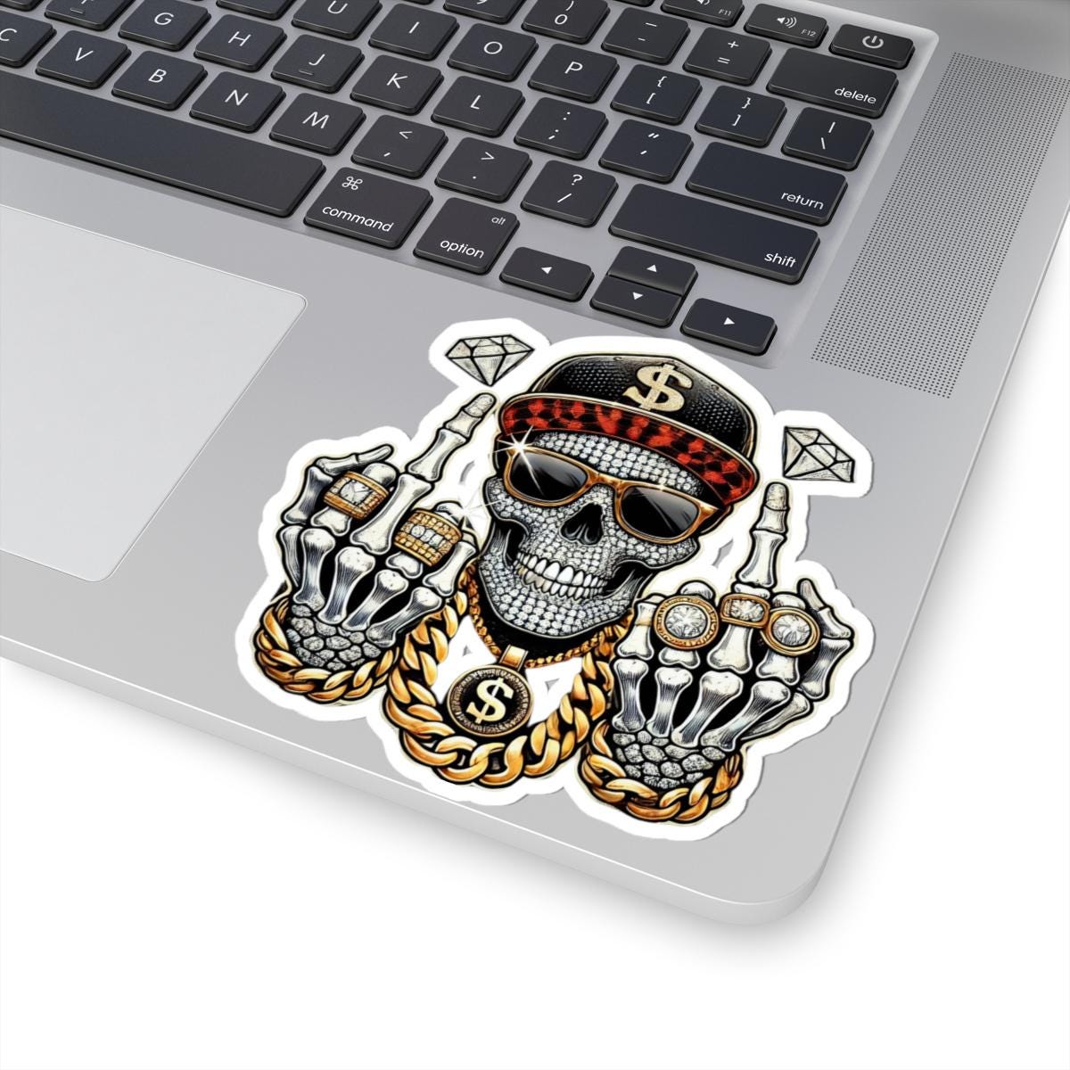 ColorFlow | Bling Skull Urban Vinyl Sticker for Water Bottles Laptops Cars | Hip Hop Diamond Art Waterproof Decal