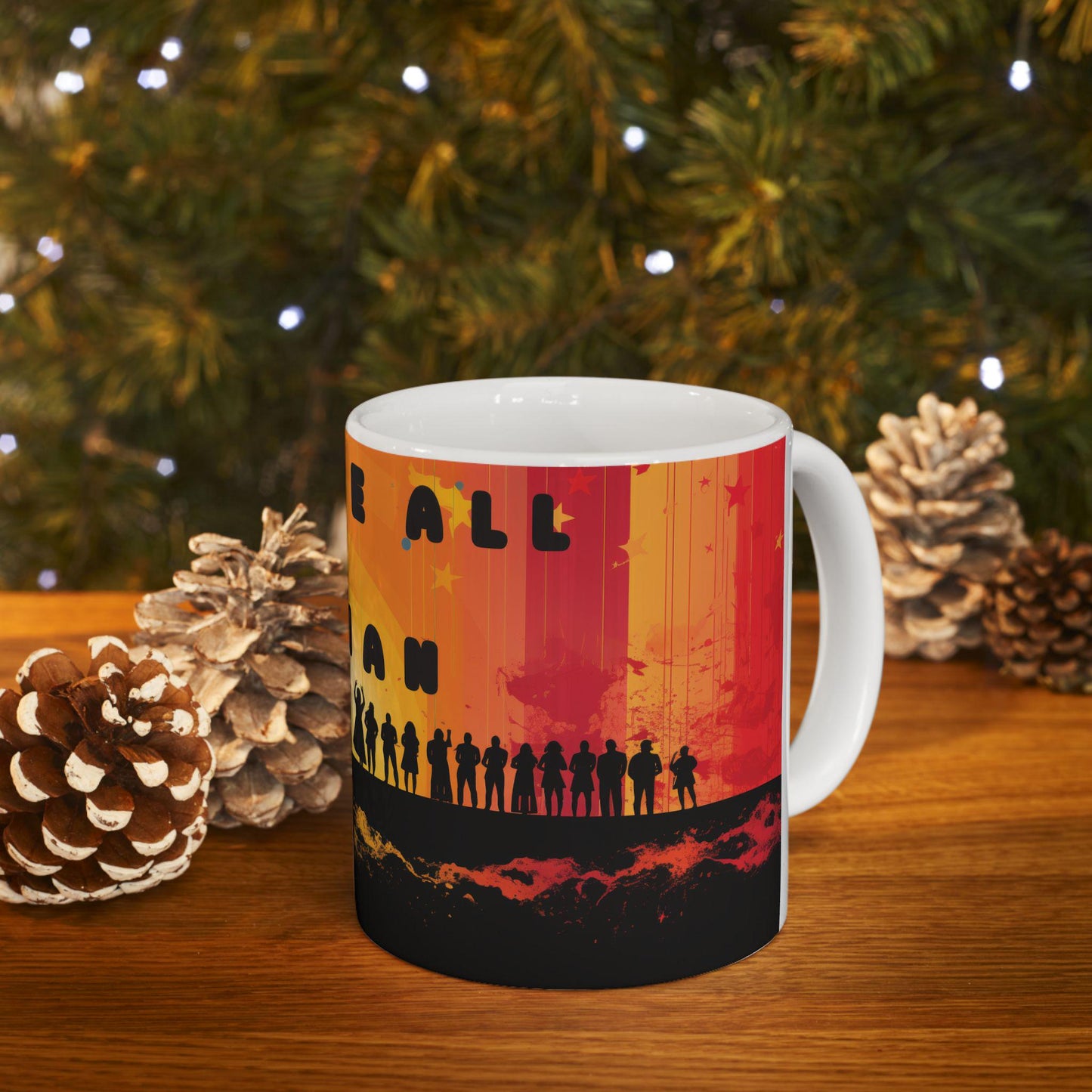ColorFlow | We Are All Human Mug | Equality Art Coffee Cup | 15 oz Ceramic Mug | Inspiring Diversity Gift