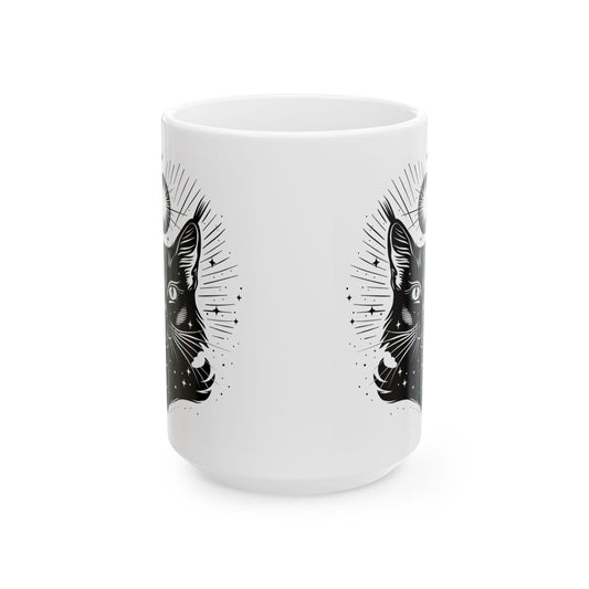 Cosmic Cat Mug | Celestial Feline Art, Witchy Gift for Cat Lovers