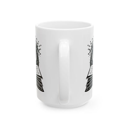 Celestial Spellbook Coffee Mug | Witchy Cosmic Art 15oz Ceramic Cup