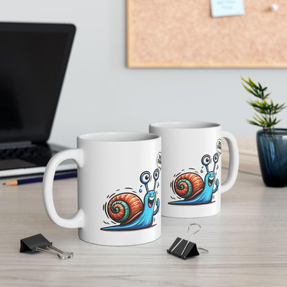 ColorFlow | Fast & Furious Snail Mug | Funny Coffee Cup | 15oz Ceramic Mug | Cute Motivational Gift for Animal Lovers and Coworkers