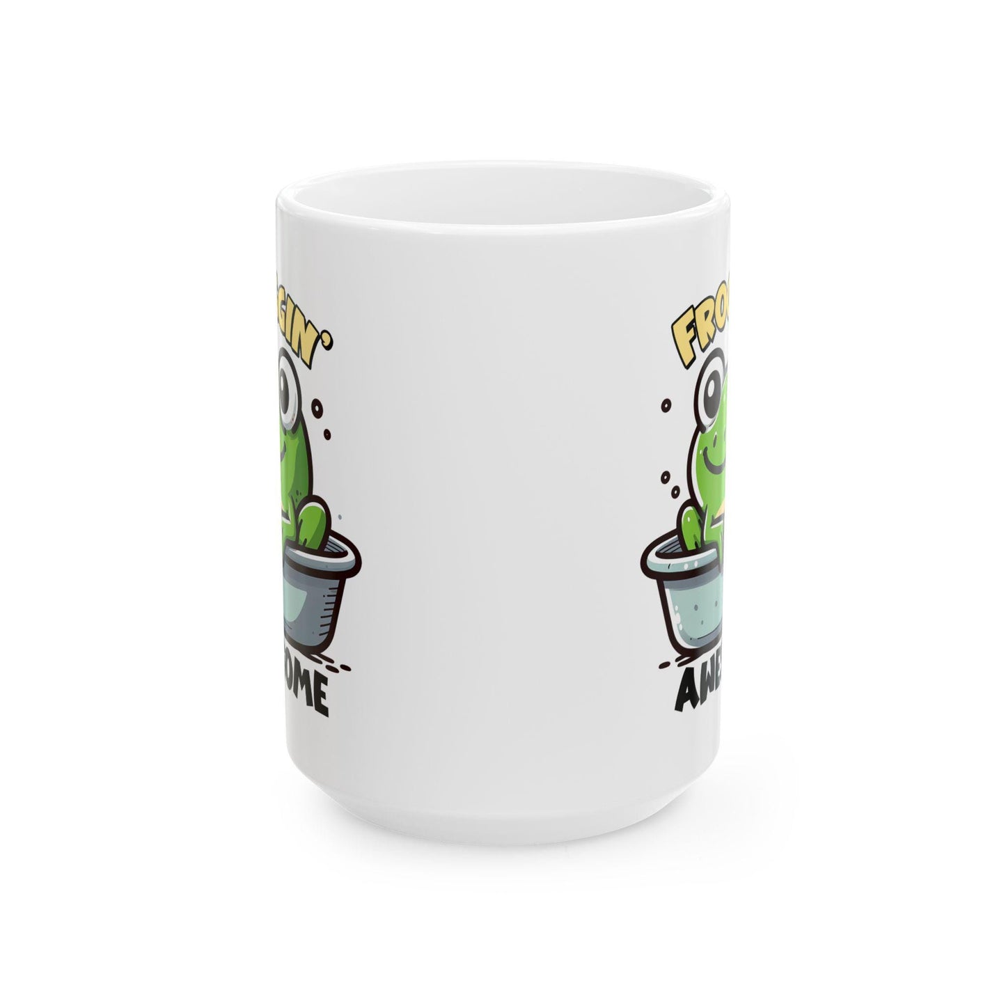 ColorFlow | Froggin Funny Frog Coffee Mug | Cute Animal Humor Cup | 15oz Ceramic Mug | Gift for Frog Lovers & Coffee Fans