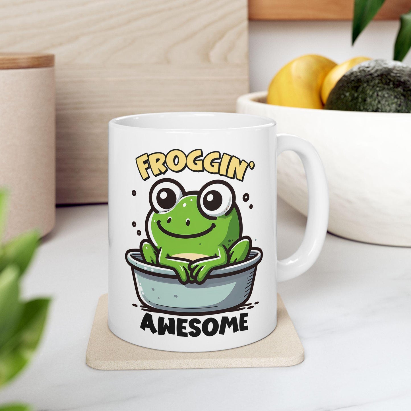ColorFlow | Froggin Funny Frog Coffee Mug | Cute Animal Humor Cup | 15oz Ceramic Mug | Gift for Frog Lovers & Coffee Fans
