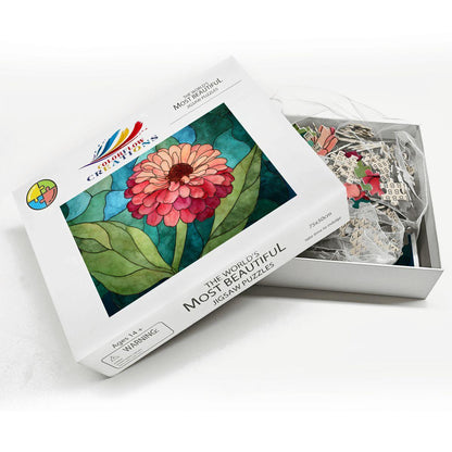Stained Glass Flower Wooden Jigsaw Puzzle | Vibrant Art Decor