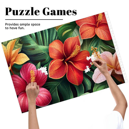 Tropical Hibiscus Wooden Jigsaw Puzzle | Vivid Floral Art Home Decor