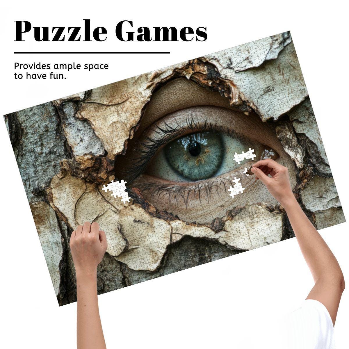 Surreal Tree Eye Wooden Jigsaw Puzzle | Unique Art Decor Gift