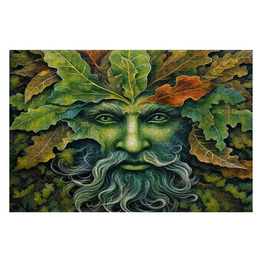 ColorFlow | The Green Man Wooden Jigsaw Puzzle | Mythical Forest Spirit Art Puzzle | Unique Gift for Adults Kids Home Decor