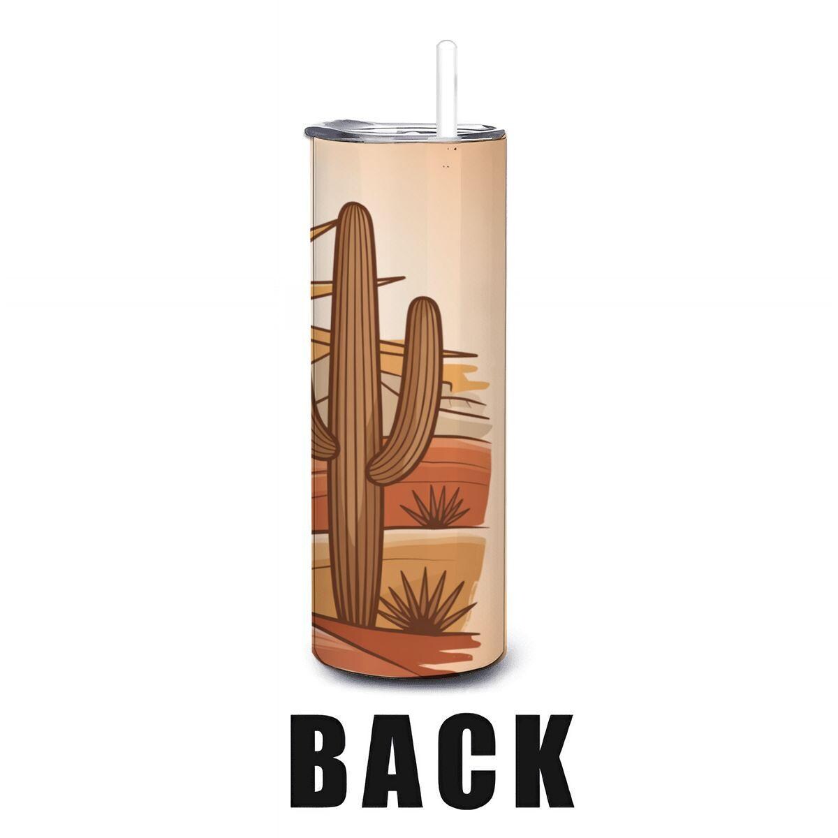ColorFlow | Desert Sun Cactus 20oz Stainless Steel Tumbler with Straw | Southwestern Boho Travel Cup Gift