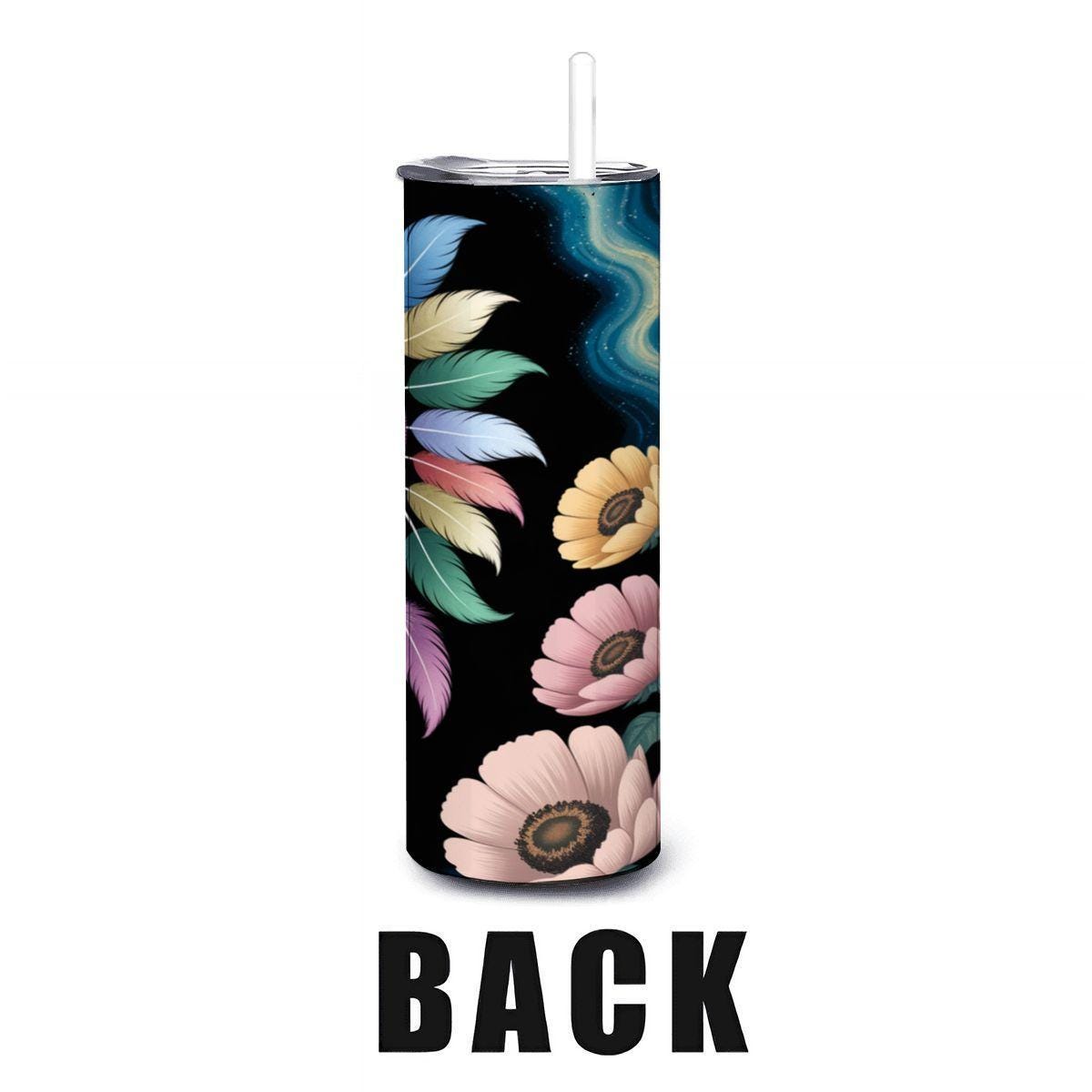 ColorFlow | Dreamcatcher Galaxy 20oz Stainless Steel Tumbler with Straw | Boho Sunflower Cup Gift